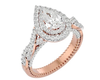 1 Karat Birne Lab Grown Birne Diamant Double Halo Infinity Verlobungsring