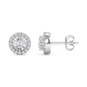 Round Halo Diamond Stud Bridal Earrings - Diamond Halo Earrings - Lab Grown Diamond Earrings - Lab Diamond Earrings - Platinum Earrings