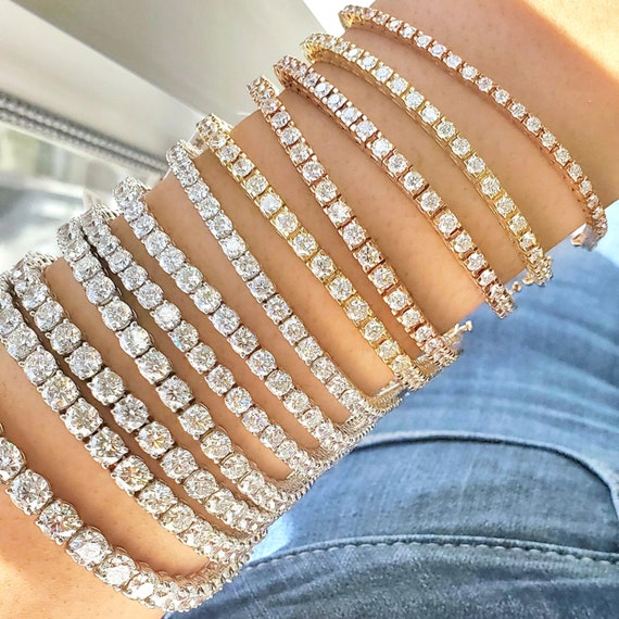 2.2 Mm Round Brilliant Cut Diamond Tennis Bracelet, 3.00