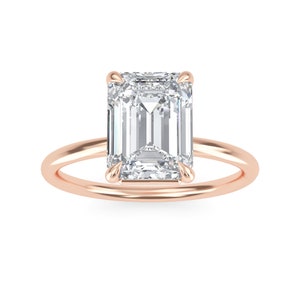 1 Carat Emerald Cut Lab Grown Diamond Engagement Ring - Emerald Cut Engagement Ring - Lab Created Diamond Engagement Ring - Solitaire Ring
