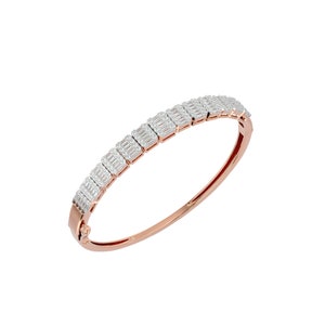 Baguette Shape Lab Grown Diamond Bangle, 10K 14K 18K Gold Bangle, Lab Created Diamond Bracelet