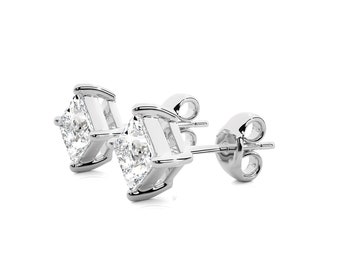 Pendientes de diamantes talla princesa de 1 quilate - Certificados por IGI