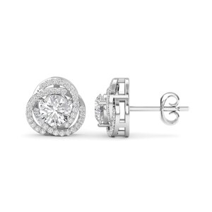 1.00ct CVD Pave Love Knot Diamond Stud Bruidsoorbellen - Love Knot Stud Oorbellen voor vrouwen - Love Knot Oorbellen - Love Knot Stud Oorbellen