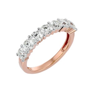 Round Cut Lab Grown Diamond Half Eternity Anniversary Ring - Gold Band, Sustainable & Elegant