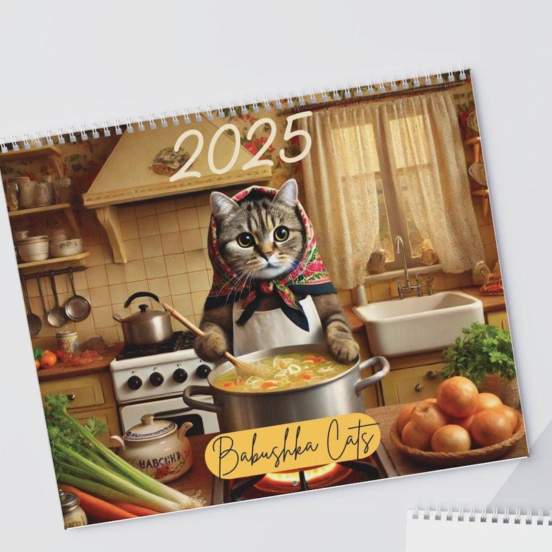 Cat 2025 Wall Calendar Etsy
