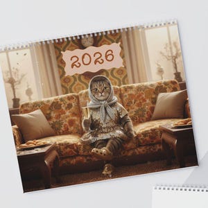 2026 Babushka Cat Wall Calendar-2 Sizes to Choose From