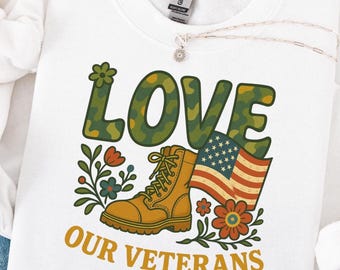 Liebe unsere veteranen sweatshirt: gemütlicher Vaterländischer Rundhalsausschnitt