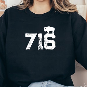 Uniseks zwaar sweatshirt met ronde hals Distressed Buffalo 716-logo