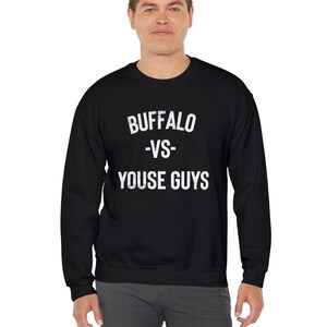 Buffalo-sweater, vintage noodlijdende tekst Buffalo NY Lingo-slogan uniseks sweater met ronde hals