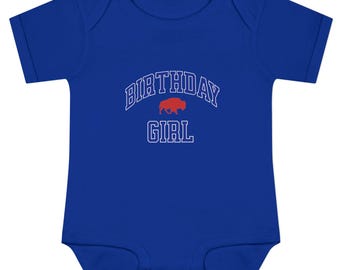 Body de punto acanalado para bebé niña de cumpleaños con estampado de búfalo.