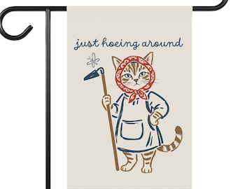 Bandera de jardín y decoración para el hogar con diseño de gato babushka (poste no incluido)