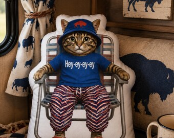 Almohada personalizada con forma de gato atigrado de la mafia de los Buffalo Football