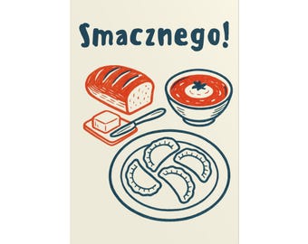 Pierogi Poster, Polish Kitchen Decor, Vintage Look