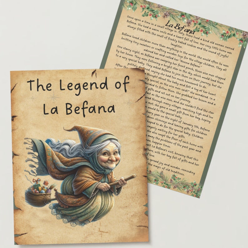 La Befana Italian Christmas Witch, Printable Story for Kids, Digital Download image 2