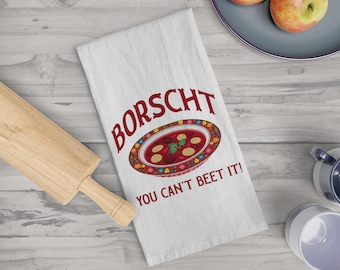 Borscht Soup Tea Towel: Polish Kitchen Decor, Slavic Foods Gift