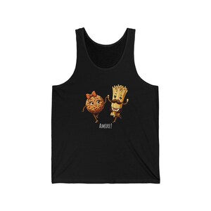 Regata unissex Amore, Meatball and Spaghettie, Regata Amore Foodie, Camiseta de verão, Presente para amantes da gastronomia, Roupa fofa, Roupa casual