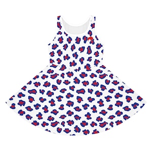 Buffalo Red and Blue Leopard Child/Girls&#39; Sleeveless Sundress (AOP) From 2T to XL