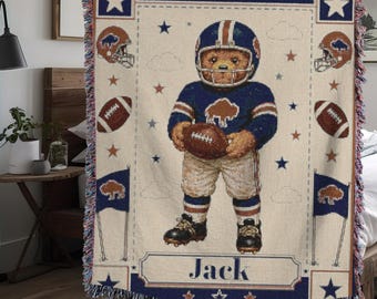 Manta tejida personalizada con diseño de oso de fútbol americano de los Buffaloes