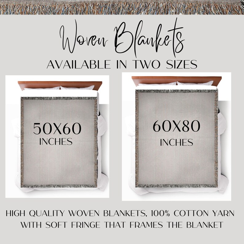 May include: Two woven blankets with fringe, one is 50x60 inches and the other is 60x80 inches. Both are made of 100% cotton yarn.