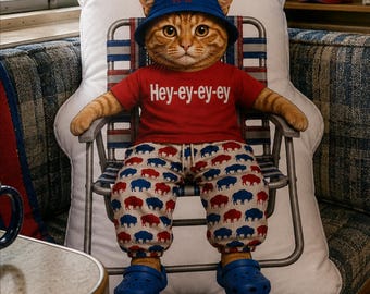 Cojín con forma personalizada de gato atigrado naranja Buffalo Mafia