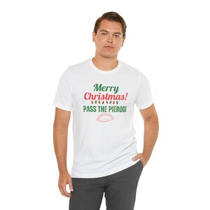 Polish Christmas Shirt, Pass the Pierogi, Vintage Style Pierogi Lover Short Sleeve Tee image 4