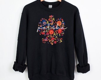 Polish Wycinanki Eagle Sweatshirt: Polska Floral Crewneck
