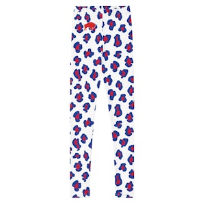 Youth Buffalo Cheetah Leggings, Leopard, Red and Blue for Little Buffalo Fans