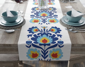 Polish Folk Art Floral Colorful Table Runner (cotton Twill) - Etsy