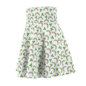 Irish Gifts Shamrocks and Rainbows Pattern Women's Skater Skirt St. Paddy Day Apparel image 4