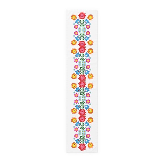 Polish Folk Art Floral Colorful Table Runner (cotton Twill) - Etsy