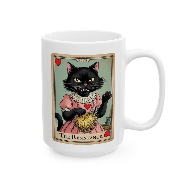 Cat Lady Tarot Card Ceramic Mug: Anti-Trump Political Statement image 7