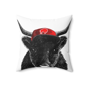 Buffalo NY Pillow: Bison Art, Spun Polyester Square Pillow