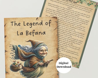 La Befana Italian Christmas Witch, Printable Story for Kids, Digital Download