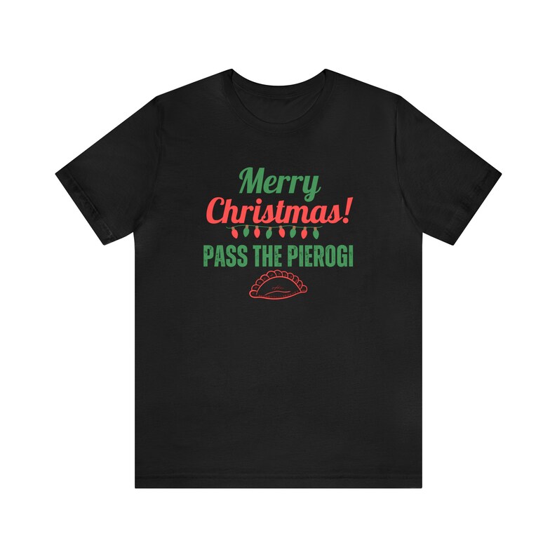 Polish Christmas Shirt, Pass the Pierogi, Vintage Style Pierogi Lover Short Sleeve Tee Black