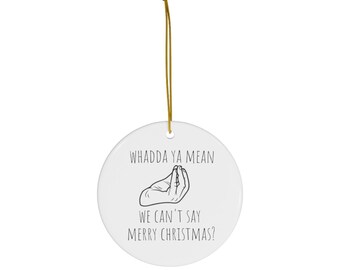 Grappig Italiaans kerstornament met handgebaar: rond keramisch cadeau