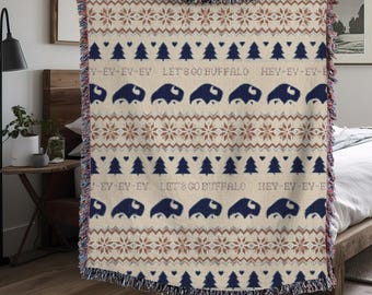 Buffalo Christmas Blanket, 716 Gift - Woven Blanket