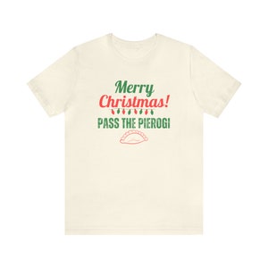 Polish Christmas Shirt, Pass the Pierogi, Vintage Style Pierogi Lover Short Sleeve Tee image 2