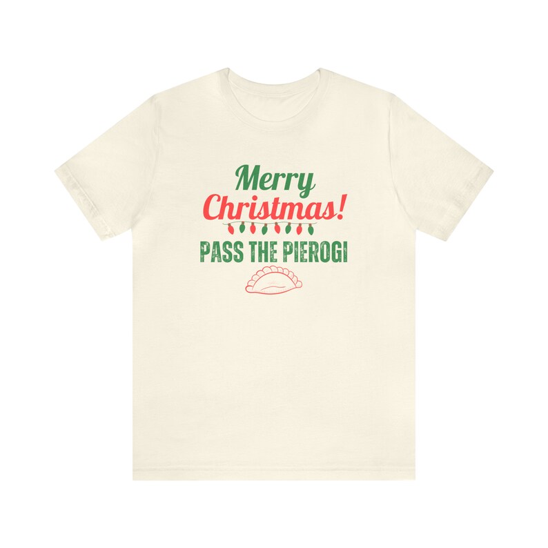Polish Christmas Shirt, Pass the Pierogi, Vintage Style Pierogi Lover Short Sleeve Tee image 2