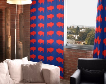 Buffalo NY Gifts, Buffalo Blue and Red Curtain Design Window Curtains (1 Piece)