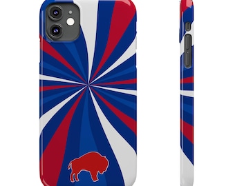Fundas delgadas para teléfono con temática Y2K en rojo y azul de Buffalo, para fans de Buffalo, Nueva York.