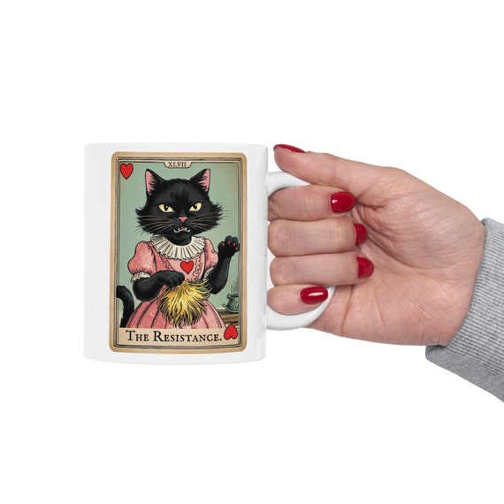 Cat Lady Tarot Card Ceramic Mug: Anti-Trump Political Statement