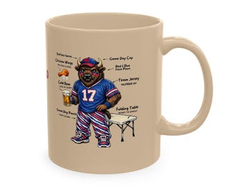 Taza de cerámica tradicional de 325 ml (11 oz) para aficionados al fútbol americano de los Buffalo Bills