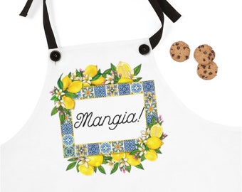 Italian Gifts, Italian Lemon, Amalfi Coast, Lemon Theme Kitchen and Blue Tile Apron