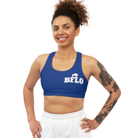 Buffalo Seamless Sports Bra AOP Blue Sports Bra, Buffalo Lover