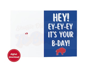 Buffalo Printable Birthday Card, Blank Inside, Digital Download