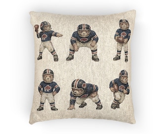 Almohada tejida con diseño de oso de fútbol americano de los Buffalo