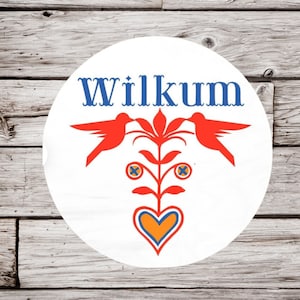 Pennsylvania Dutch Welcome, Wilkum Sign, Hex Sign, Folk Art, Wood Sign 10&quot; (Round)