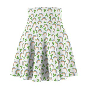 Irish Gifts Shamrocks and Rainbows Pattern Women's Skater Skirt St. Paddy Day Apparel image 2