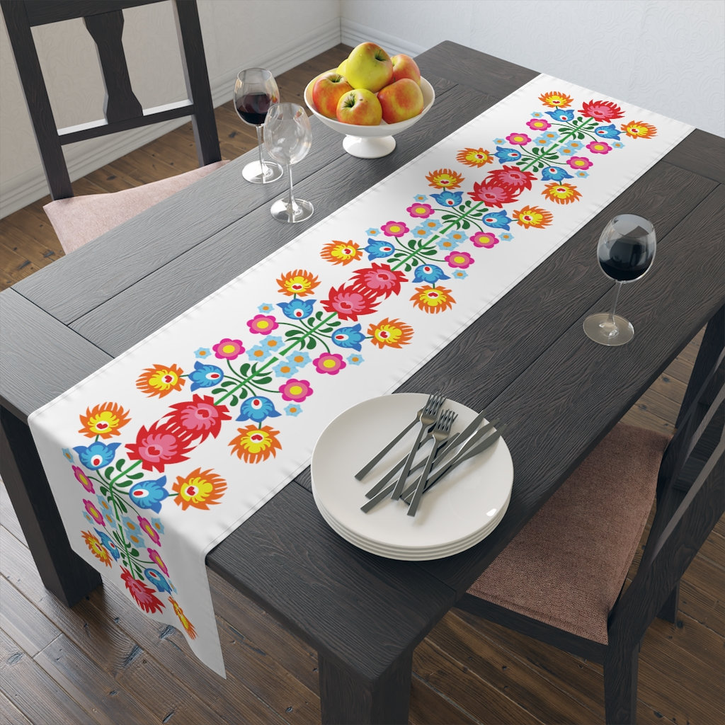 Epinki Runner Tavola Natalizio 30x220 Cm – Fiori Con Nappe, Colore Autunnale, In Cotone E Lino