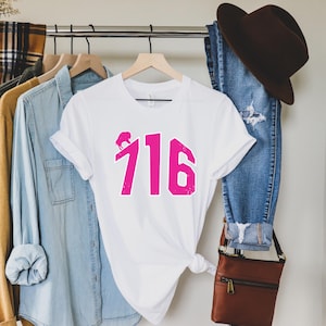 Pink 716 Buffalo Logo Design, Buffalo Gifts, Buffalo T-Shirt, Girly Buffalo, Unisex Jersey Short Sleeve Tee for Buffalo Fans and Lovers